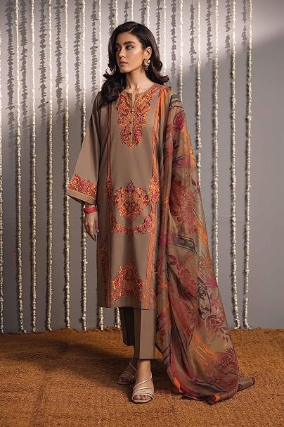 Nishat Linen Embroidered Lawn Suit (3 Piece)