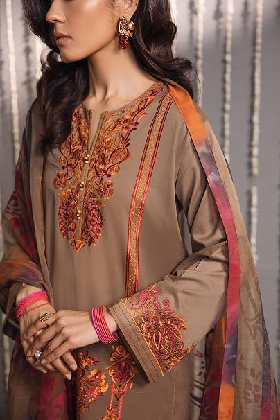 Nishat Linen Embroidered Lawn Suit (3 Piece)