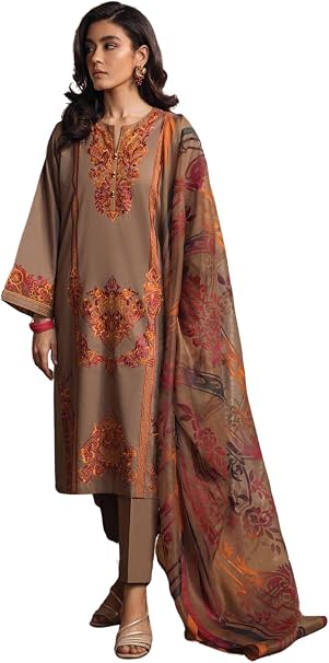 Nishat Linen Embroidered Lawn Suit (3 Piece)
